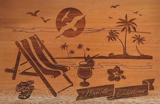 Carte postale en bois personnalisée "Plage" - Laser Art Pacific