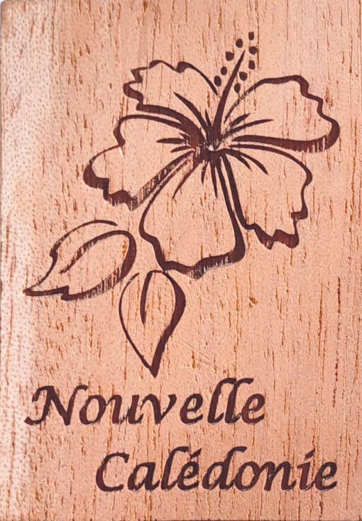 Porte-clés "Hibiscus 1" en bois local - Laser Art Pacific